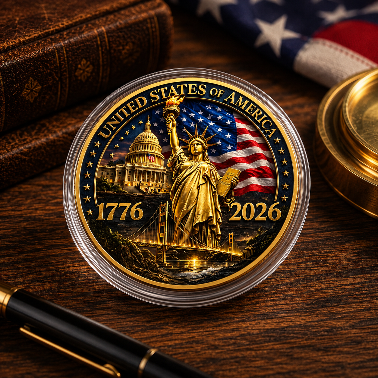 Personalized United States 250th Anniversary Liberty Keepsake Metal Coin (1776 2026)