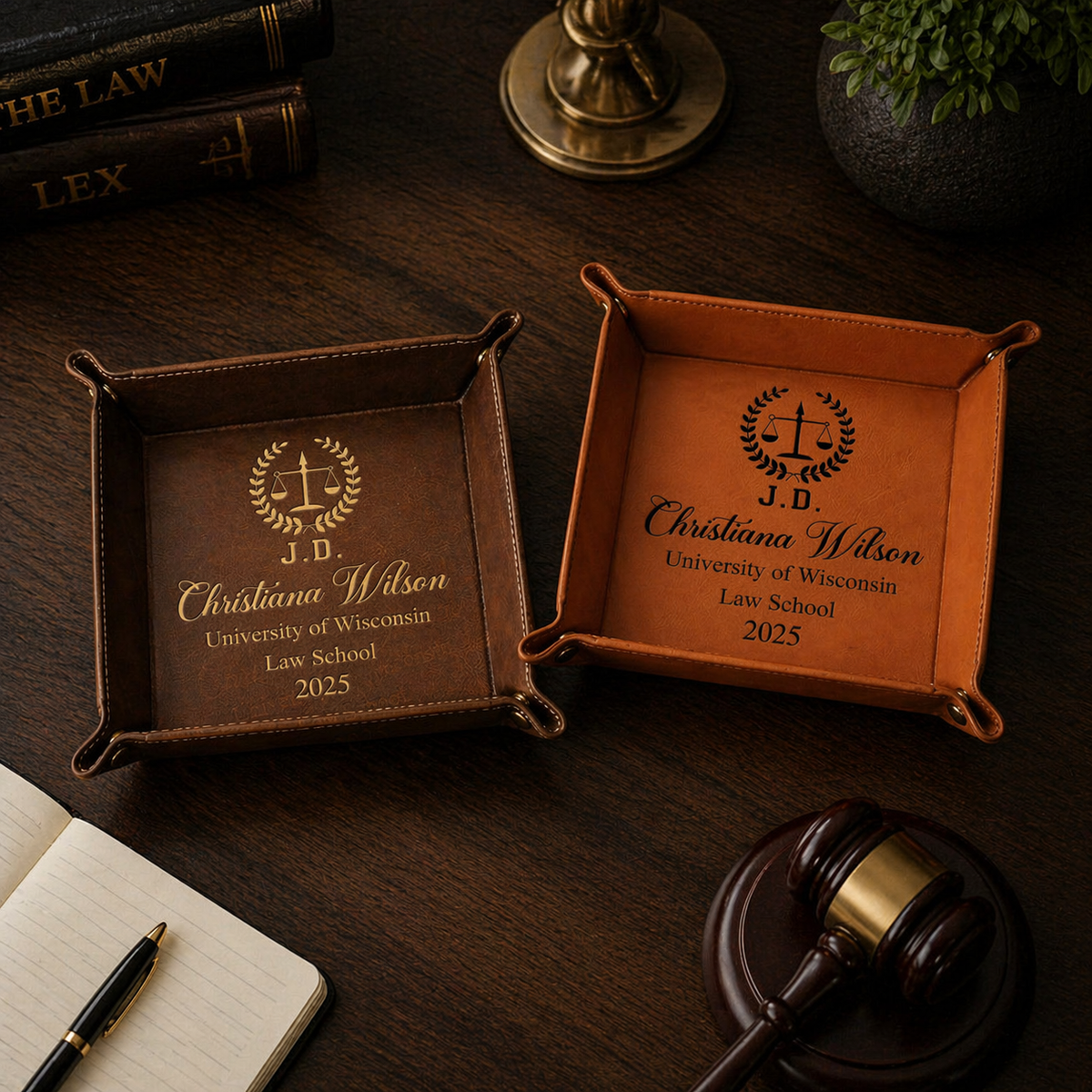 Custom Law Degree Graduation Valet Tray - Personalized Grad Lawyer Gift for Graduates, Class of 2026