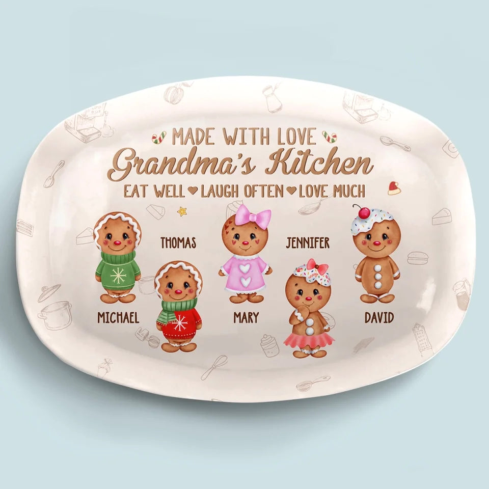 Grandma's Cookies Made With Love - Personalized Platter - Christmas Gift For Mom, Grandma