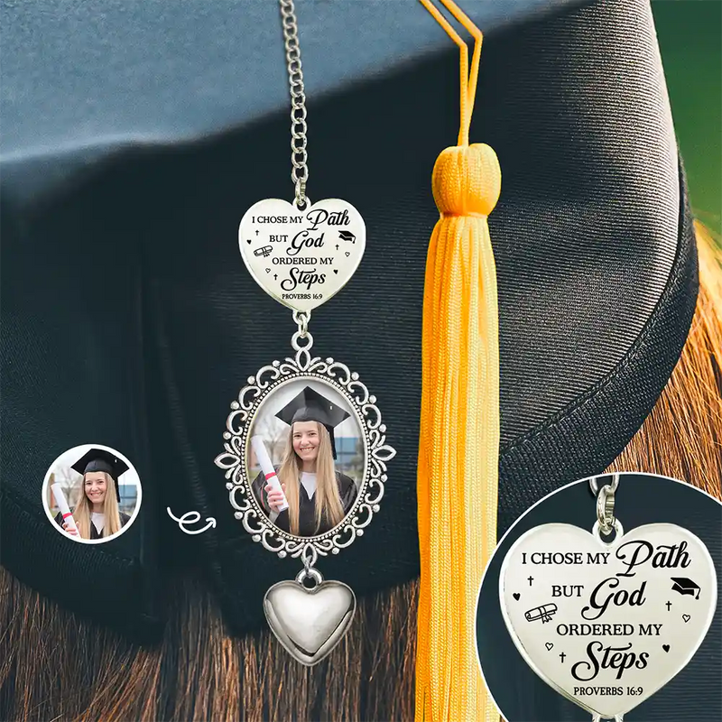 I Chose My Path But God Ordered My Steps - Personalized Graduation Tassel Charm