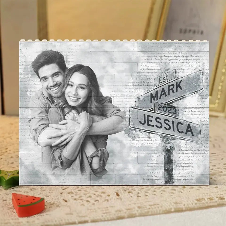I'm Always With You Sign Post - Personalized Building Block Puzzle - Anniversary Gift, Valentine's Day Gift For Couple