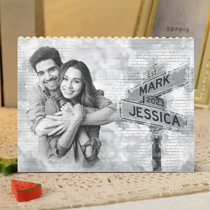 I'm Always With You Sign Post - Personalized Building Block Puzzle - Anniversary Gift, Valentine's Day Gift For Couple
