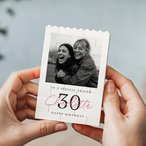 Personalised 30th Birthday Gift For Her, Best Friend Photo Keepsake, Custom Building Block, Milestone Birthday Present