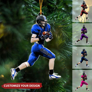 Running American Football Player - Personalized Acrylic Ornament - Christmas Gift For Football Player, Football Lovers