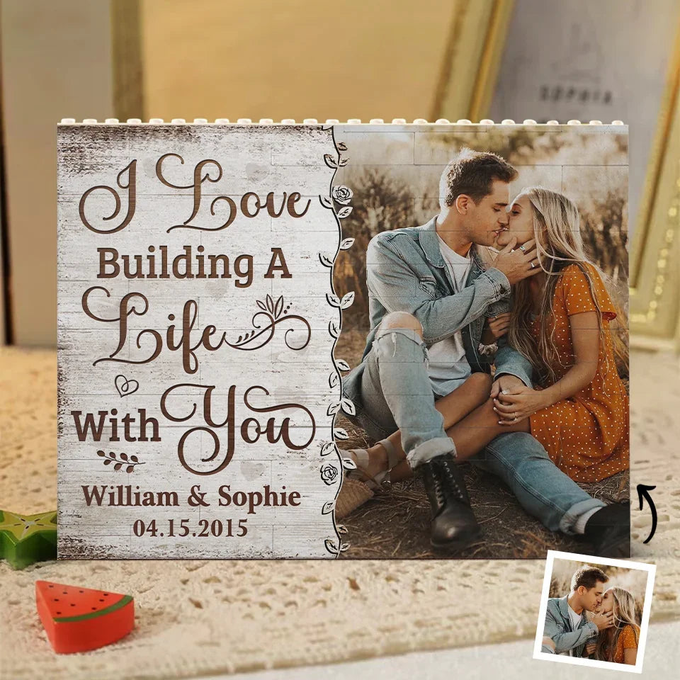 I Love Building A Life With You - Personalized Building Block Puzzle - Anniversary Gift, Valentine's Day Gift For Couple
