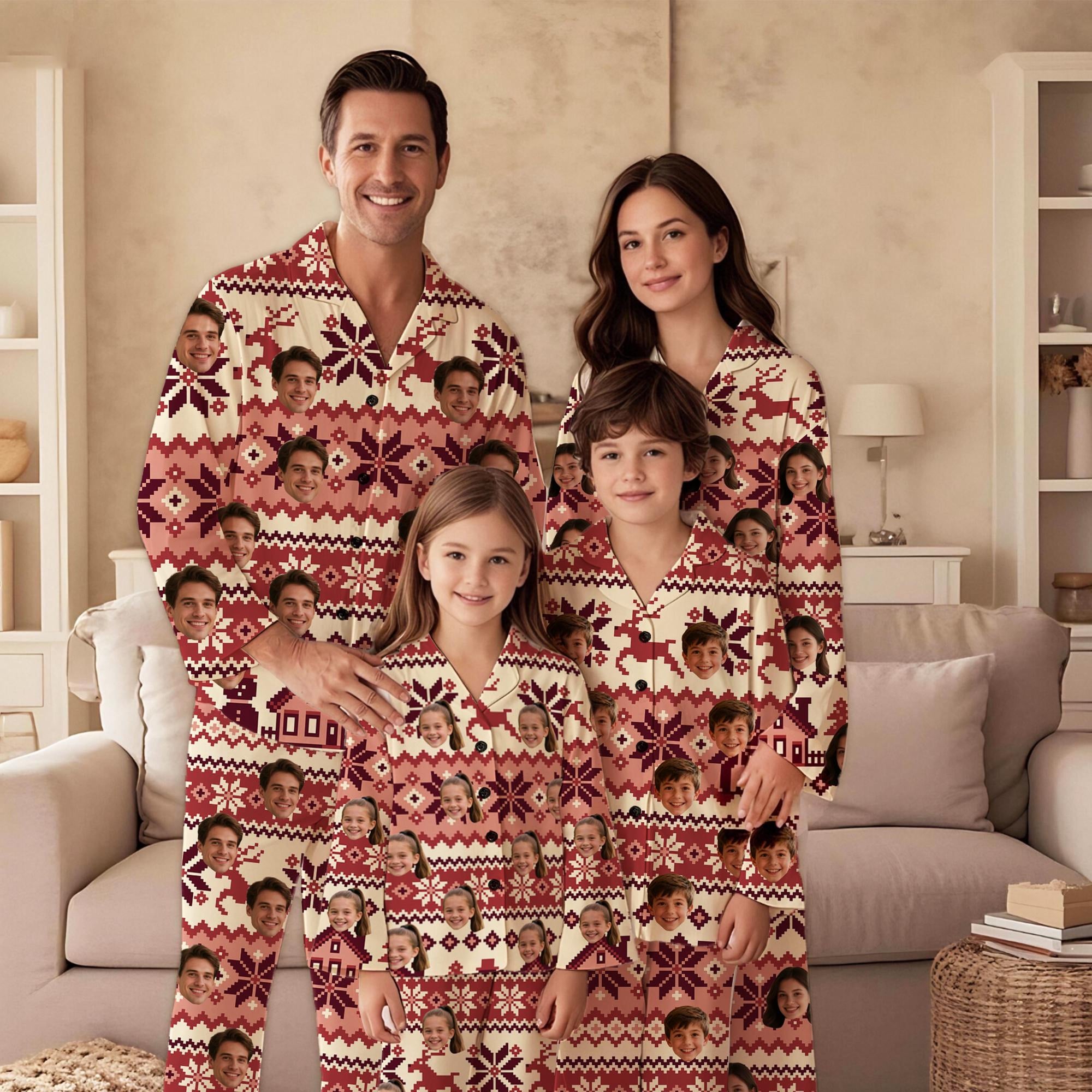 Custom Christmas Photo Pajamas, Matching Family PJ Set, Family Matching Pyjamas, Gift for Kids Adult