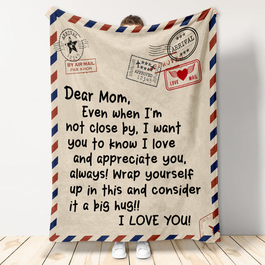 Throw Blankets Anniversary Birthday Gift for Mom from Daughter Son, Dear Mom Blanket for Mother's Day, Super Soft Flannel Throw Blankets for Christmas Mother's Day for Bed Couch