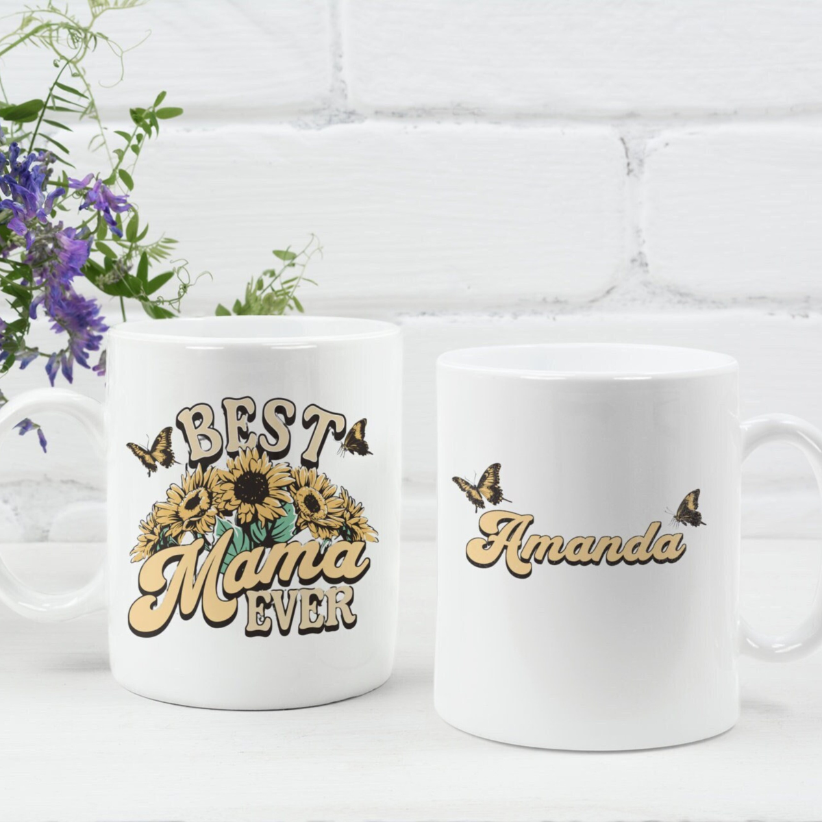Best Mama Ever Sunflower - Personalized Mug - Gift For Mom, Mother's Day