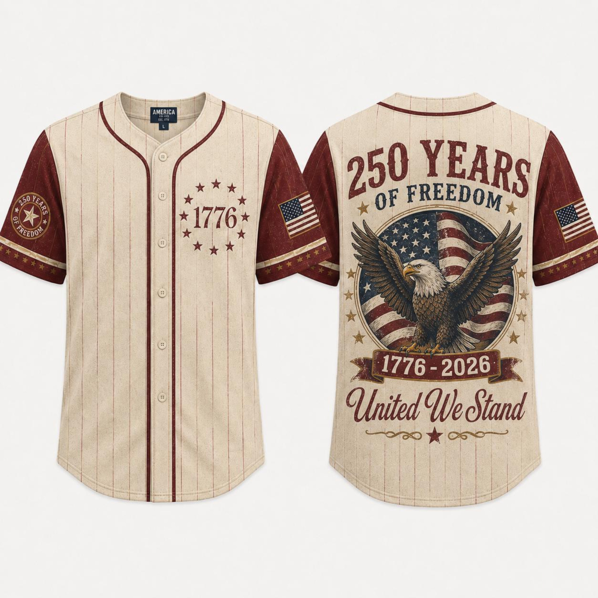 USA 250th Anniversary Baseball Jersey, 1776 2026 Patriotic American Flag Button Shirt, Proud To Be American Freedom Jersey, 4th Of July Gift