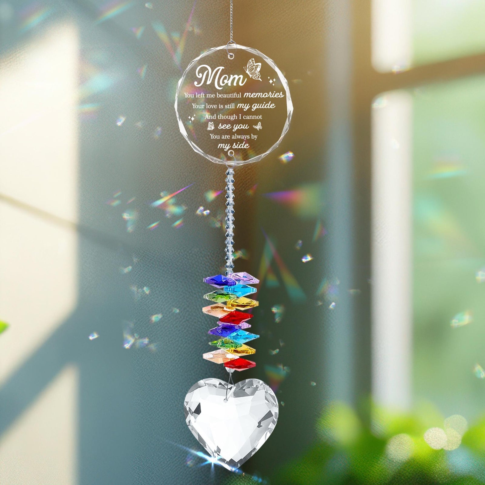 Crystal Ornament Sympathy Loss of Mom Gift, Memorial Rainbow Suncatcher, Memorial Keepsake, Remembrance Consolation Grief Loss of Mother