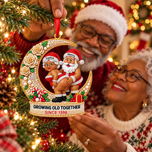 [3D Printing Effect] Personalised Christmas Ornaments - Santa Couple Crescent Moon Acrylic Ornament