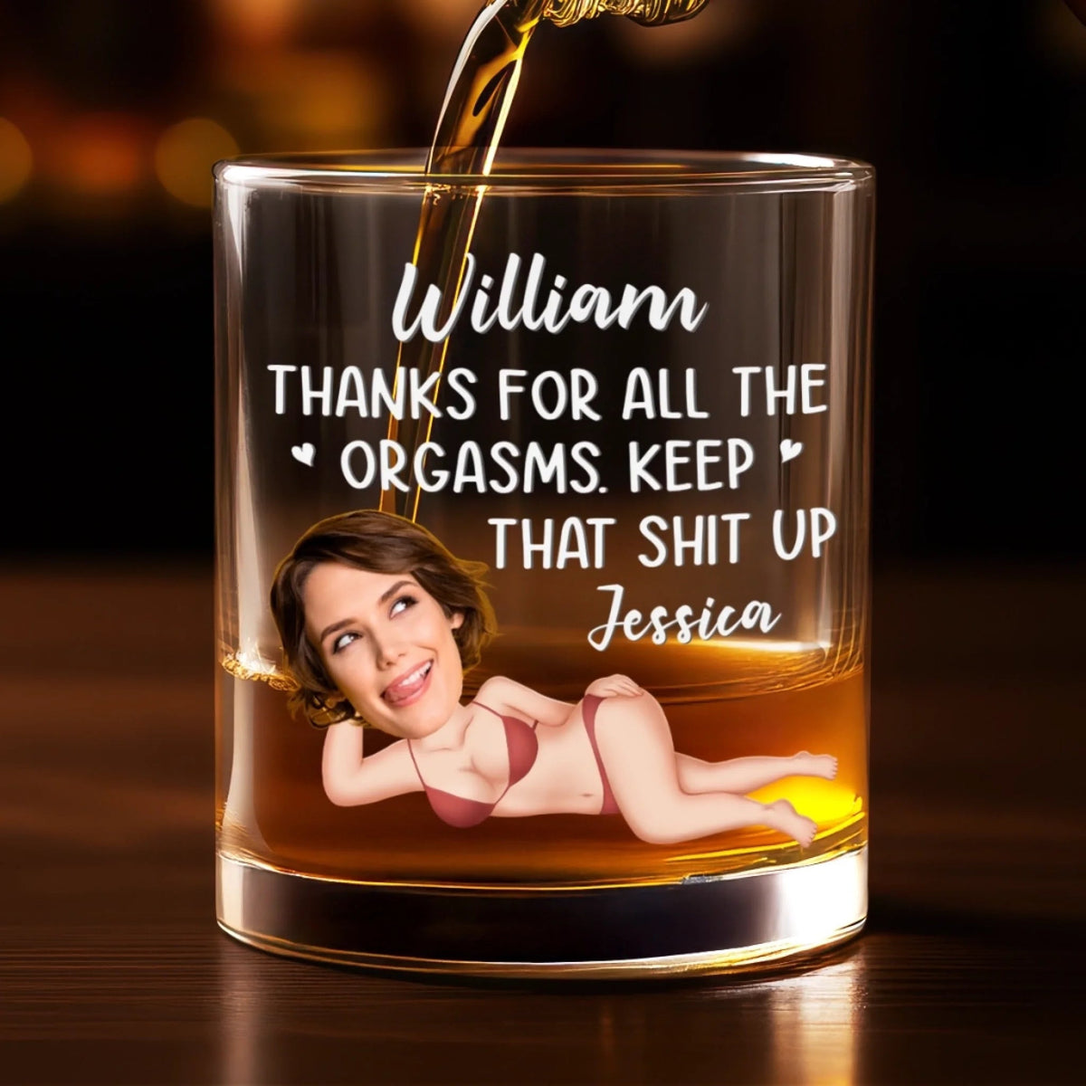 Keep That Thing Up - Personalized Whiskey Glass - Anniversary Gift, Valentine's Day Gift For Husband, Boyfriend