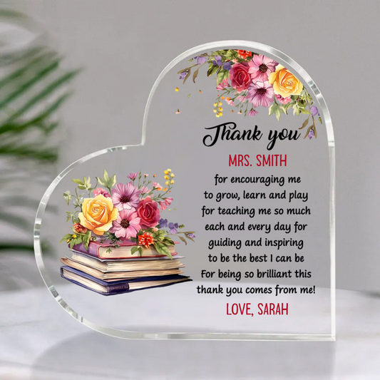 Thank You Teacher Appreciation Acrylic Plaque, Desk Gift For Teacher, Gift For Teacher