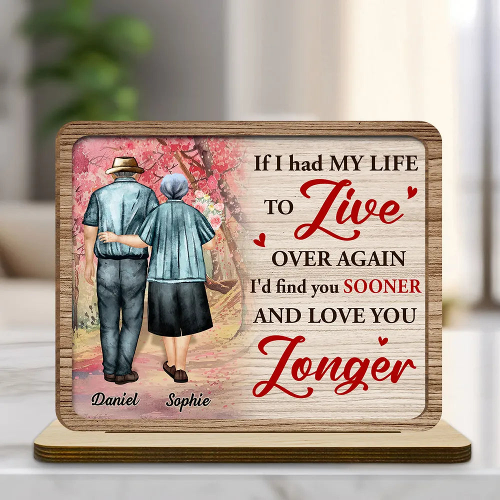 Love You Longer - Personalized Wooden Plaque - Valentine's Day Gift, Anniversary Gift For Couple