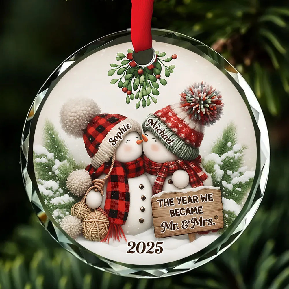 The Year We Became Mr. & Mrs. - Personalized Crystal Ornament - Christmas Gift For Couple