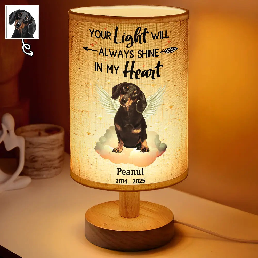 Custom Photo Your Light Will Always Shine In My Heart - Personalized Fabric Lamp - Dog Cat Memorial Gift