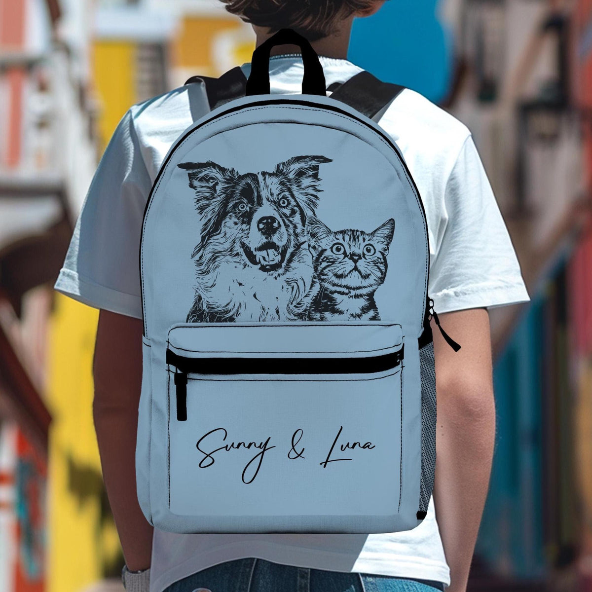 Custom Pet Backpack From Your Photo, Customize Font & Color, Personalized Dog Backpack, Dog Travel Bag, Dog Portrait Gift