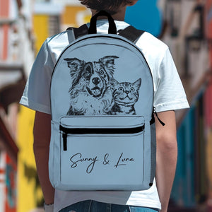 Custom Pet Backpack From Your Photo, Customize Font & Color, Personalized Dog Backpack, Dog Travel Bag, Dog Portrait Gift