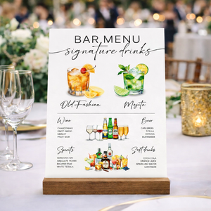 Wedding Bar Menu, Modern Style Wedding Couples, Drink Menu, Signature Drink Sign Bar, Menu Cocktail Acrylic Plaque Wedding Decor
