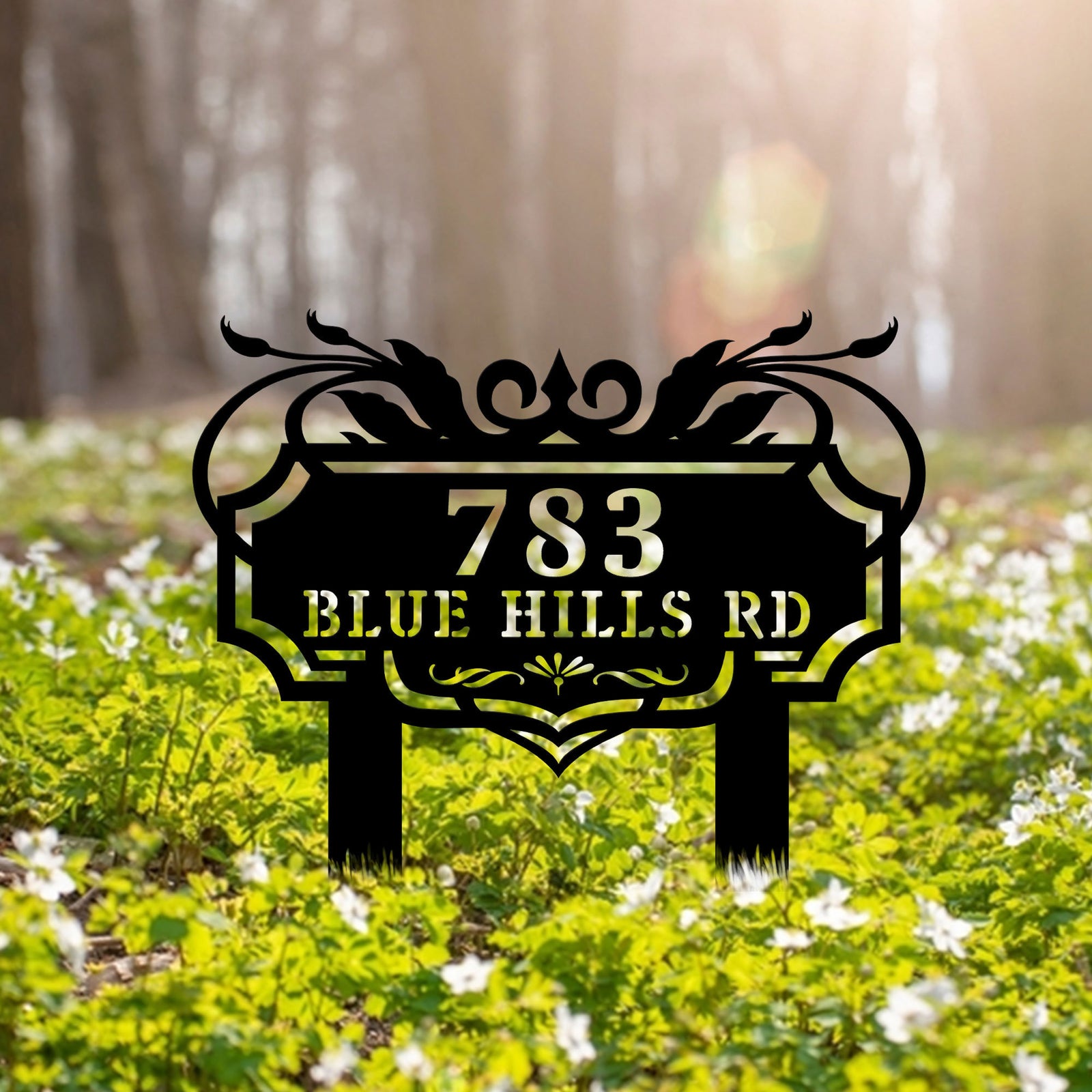 Custom Modern Address Sign, Metal House Number Sign, Metal Address Sign, Stake Address Sign, Outdoor Sign, Garden Art, Garden Decor