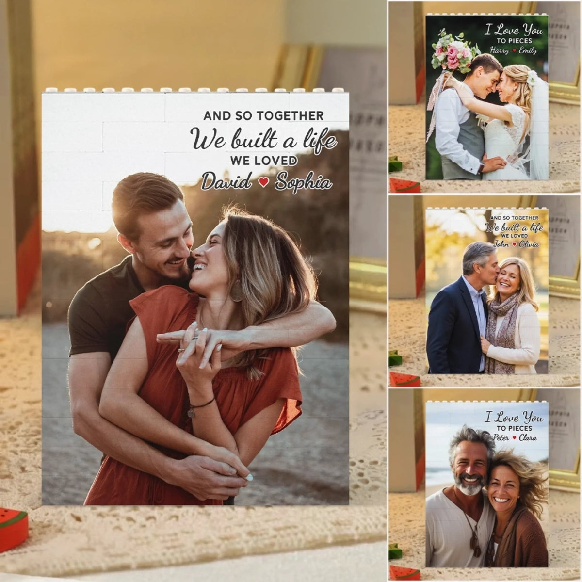 Custom Full Photo With Text - Personalized Building Block Puzzle - Anniversary Gift, Valentine's Day Gift For Couple