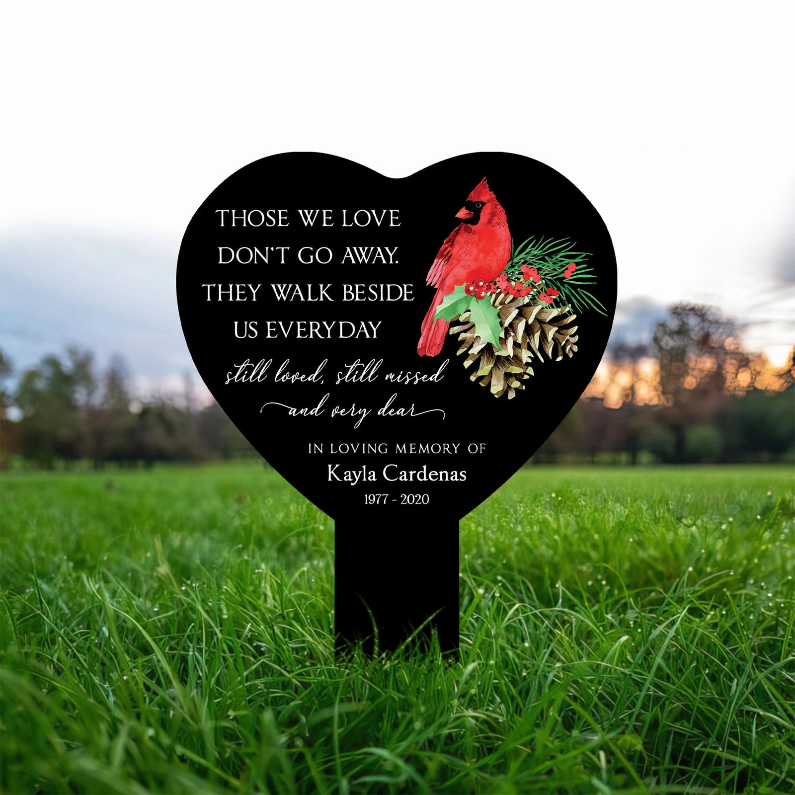 Custom In Loving Memory Stake Acrylic, Tree of Life, Heart Garden Stake, Sympathy Sign, Remembrance Gift, Cardinal Heart, Memorial Plaque