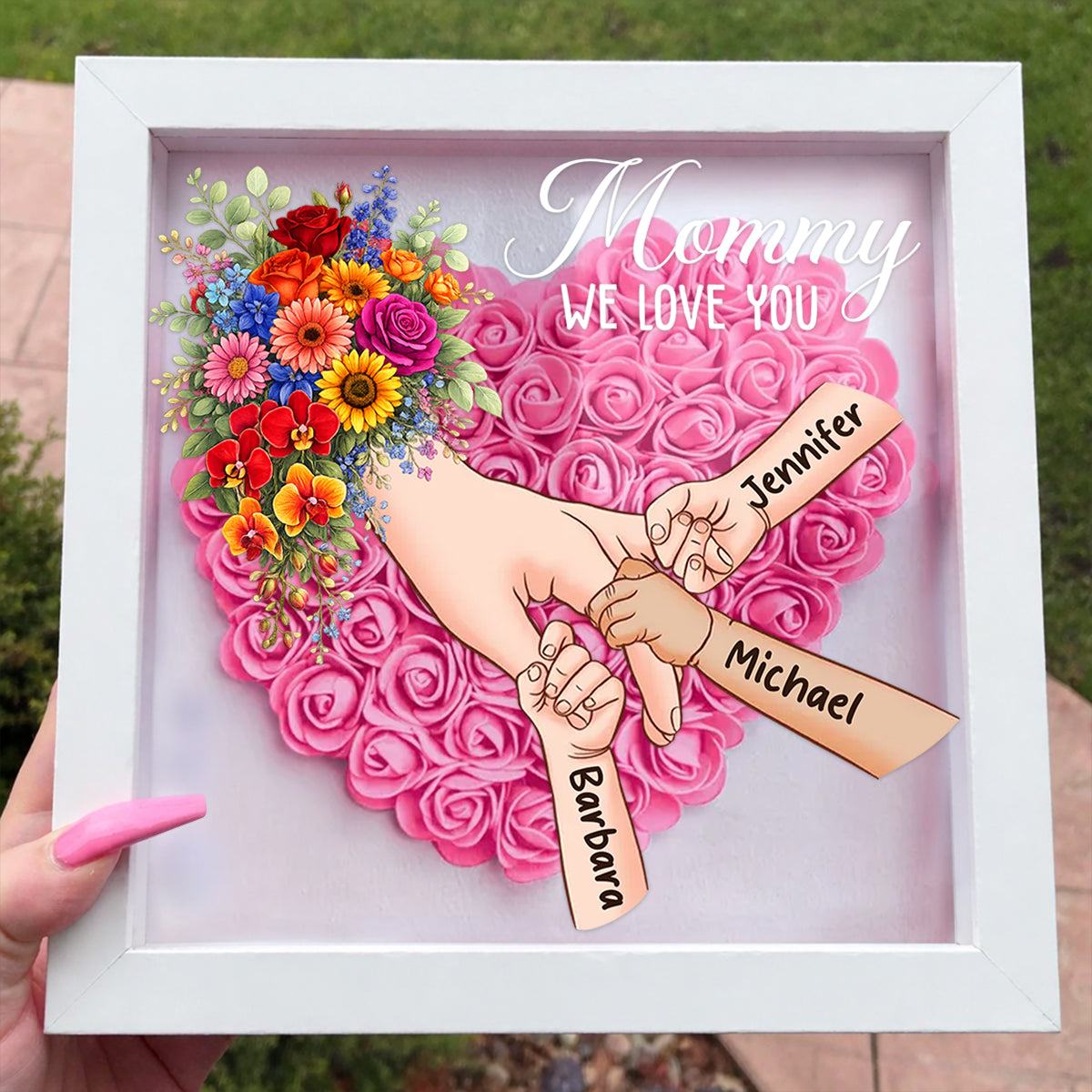 Mommy, We Love You - Flower Shadow Box with led light