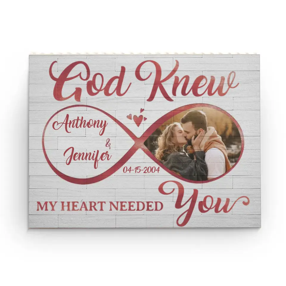 God Knew My Heart Needed You Red Infinity - Personalized Building Block Puzzle - Anniversary Gift, Valentine's Day Gift For Couple