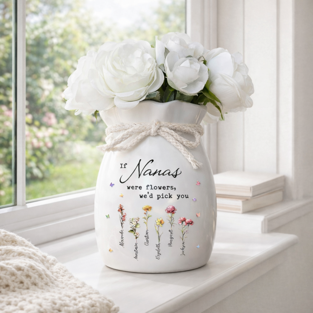 If Nanas Were Flowers - Personalized Flower Vase With Ribbon - Gift For Mom, Grandma, Mother's Day Gift