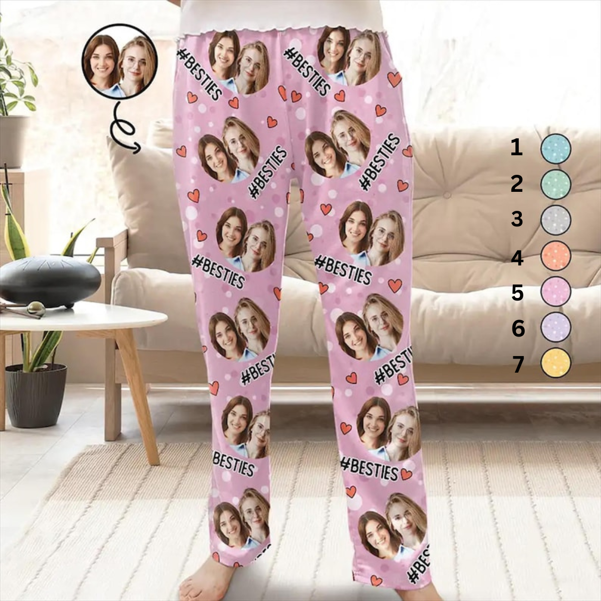 Custom Photo Besties Sisters Hashtag - Personalized Pajama Pants - Best Friend Matching Pants - BFF Pants