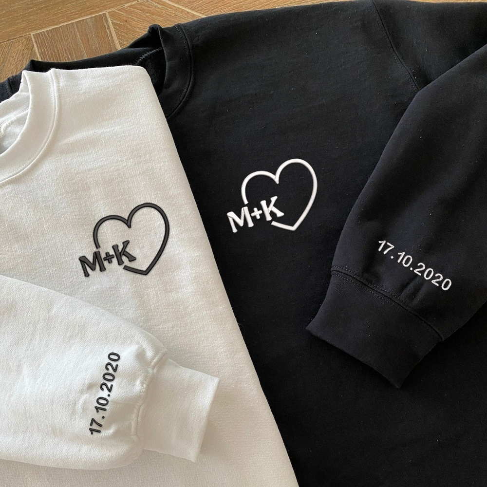 Custom Couple Initials - Personalized Embroidered Apparel - Gift For Couple