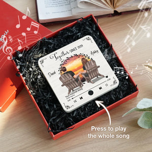Couple Sitting Peaceful Window Landscape - Personalized Music Magnet - Valentine's Day Gift For Couple