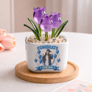 Bubble Graduation Personalized Glass Everlasting Tulips