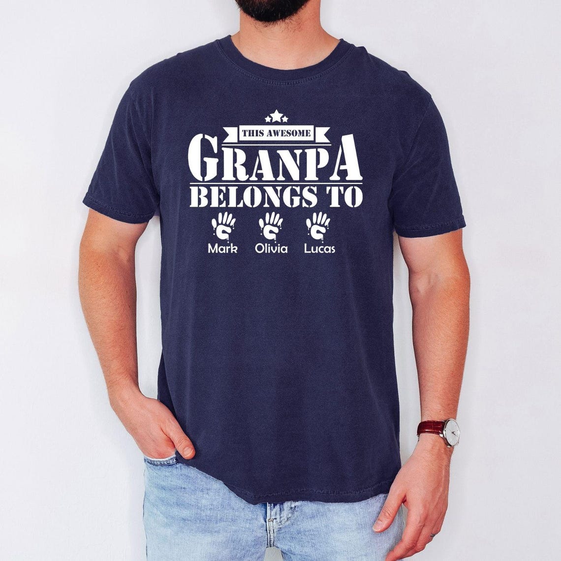 Comfort Colors Grandpa Shirt Personalized, This Awesome Grandpa Belongs To Custom Names Shirt, Gift For Grandpa Fathers Day Shirt,Grandkids