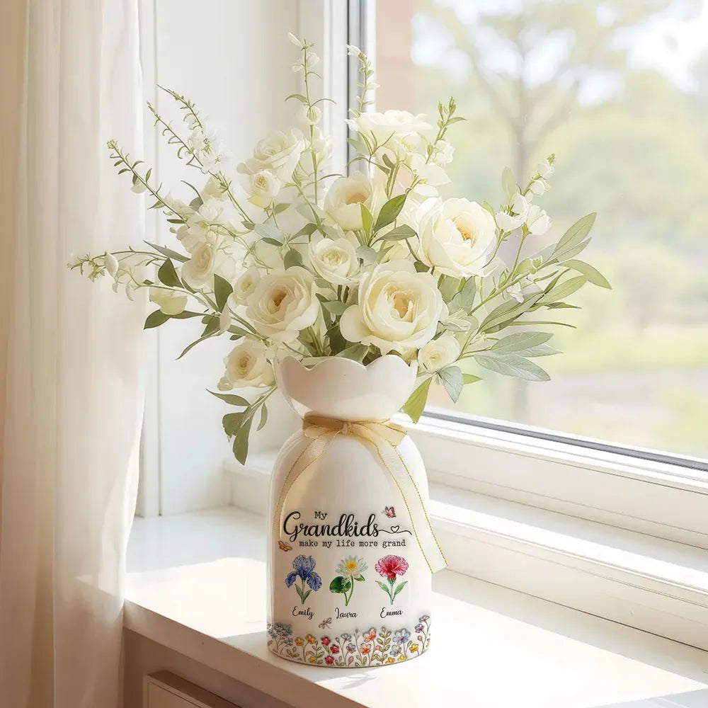 My Grandkids Make My Life More Grand - Personalized Bloom Vase - Gift For Grandmother, Mother's Day Gift, Birthday Gift