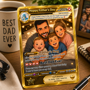 Personalized Father's Day Trading Card Custom Dad & Kids Anime Card Gift | Best Dad Ever Keepsake
