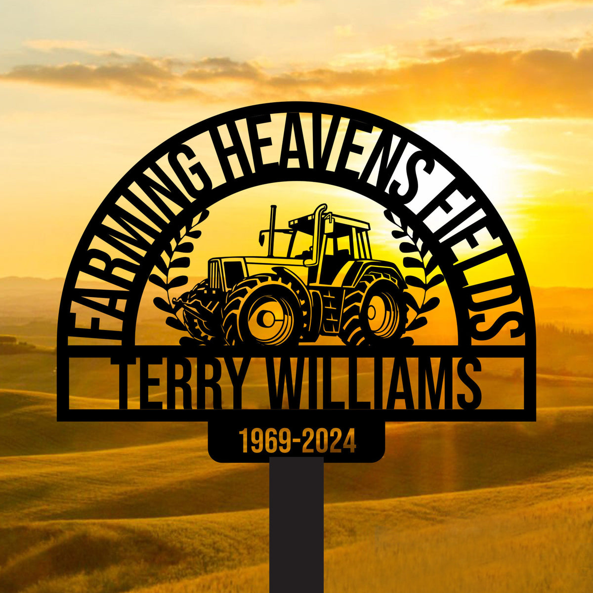 Personalized Farmer Tractor Stake, Farmer Gifts, Farm Garden Metal Yard Art, Farm Garden Decoration, Dad Memories Stake, Father's Day Gifts