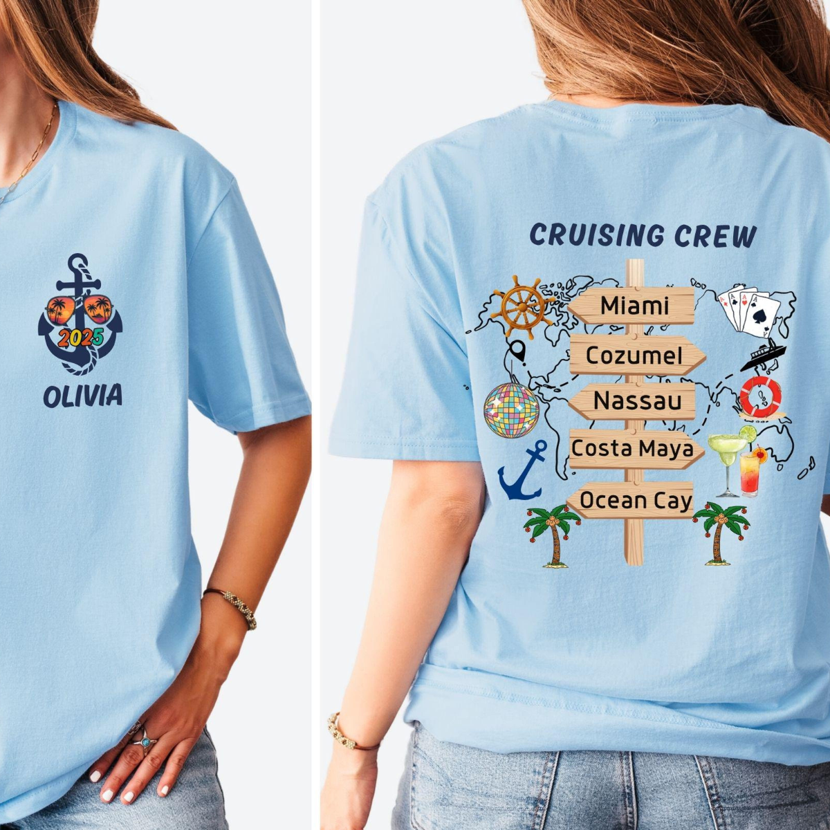 Custom Family Cruise Vacation Shirt, Custom Cruise Destinations Matching Shirt, Personalized Family Christmas Cruise, Adventure Traveler