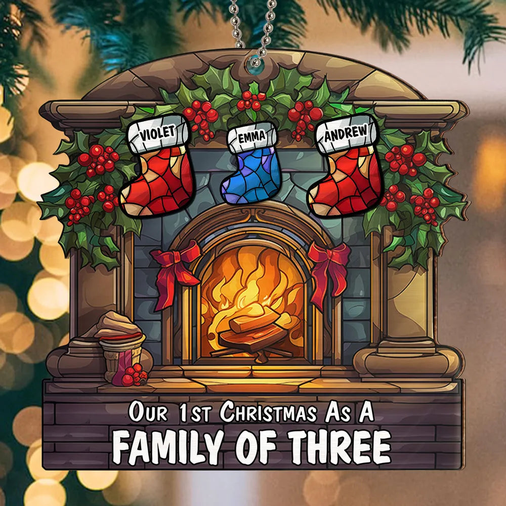 Our First Christmas As A Family - Personalized Suncatcher Ornament - Gift For Family, Christmas Decor