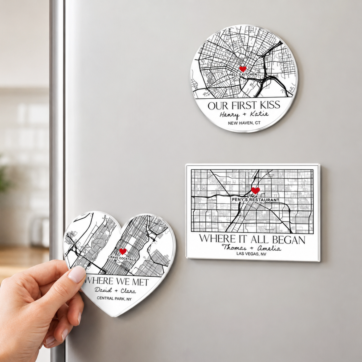 Personalized Where We Met Map Magnet, Custom Location Magnet, Where It Began Keepsake, First Date Gift, Gift For Couples