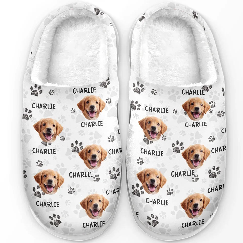 Custom Photo Fur Babies - Personalized Fleece Slippers - Christmas Gift For Pet Owners, Pet Lovers