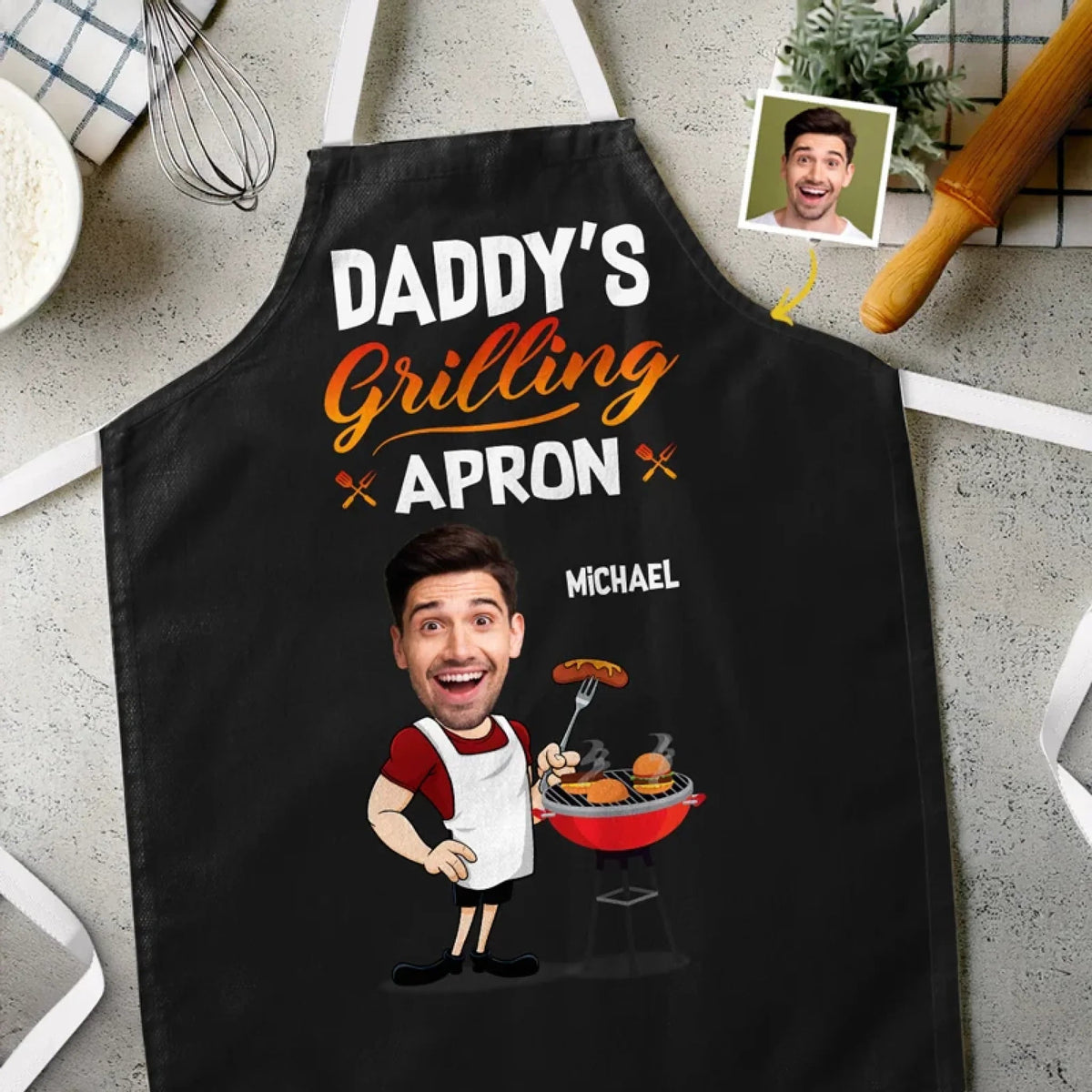 Daddy Papa's Grilling Apron - Personalized Apron - Father's Day, Birthday Gift For Dad, Grandpa