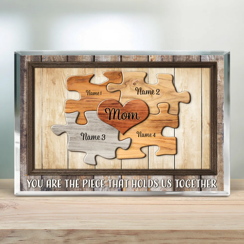 Mom Puzzle Piece - Personalized Acrylic Plaque - Gift For Mom, Mother's Day, Birthday Gift