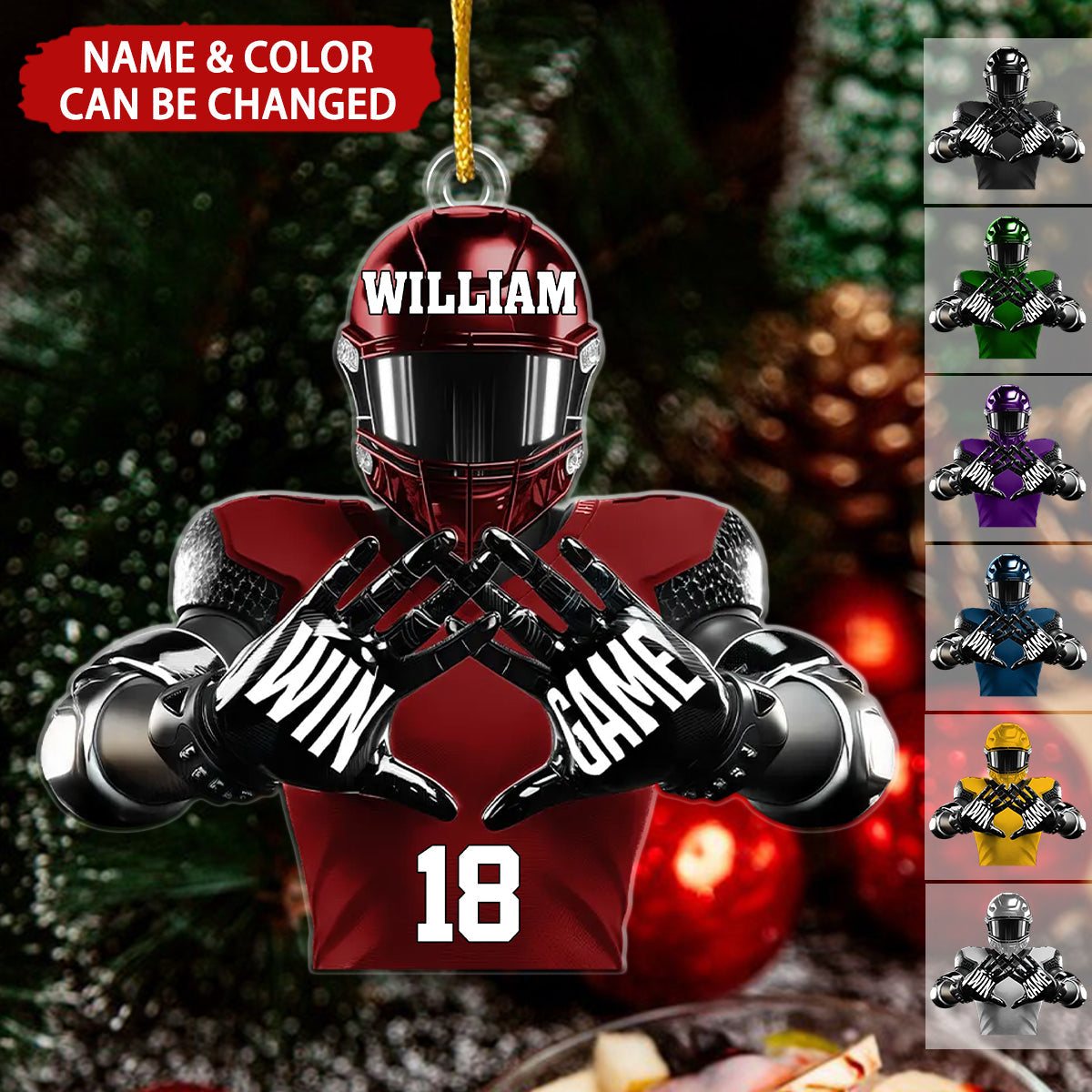 Football Player Football Win Game - Personalized Acrylic Ornament - Christmas Gift For Football Player