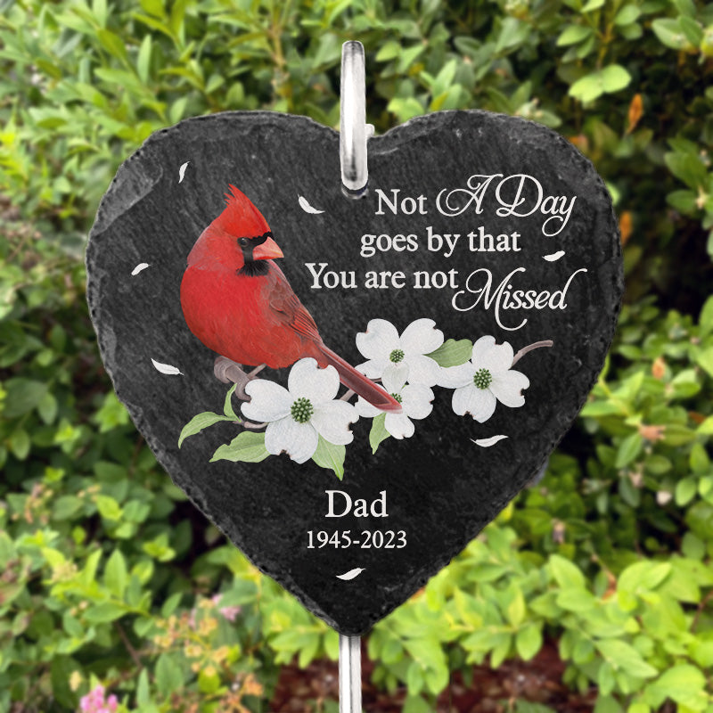 Not A Day Goes By That You Are Not Missed Memorial Cardinal & White Flowers - Personalized Garden Stake - Memorial Gift