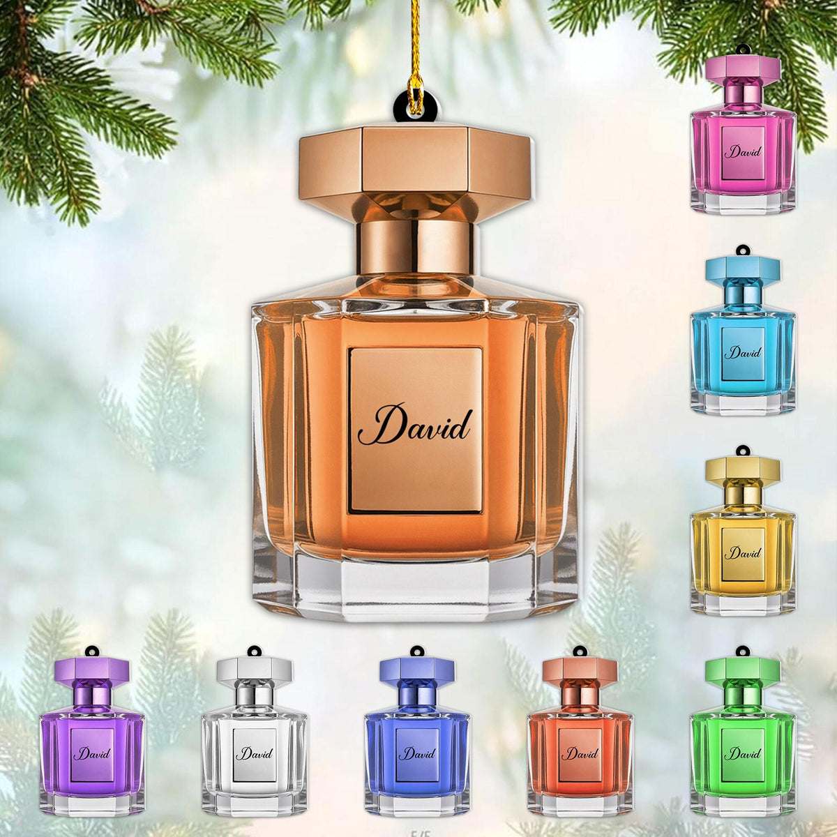 Personalized Perfume Bottle Flat 2D Ornament, Christmas Decoration, Custom Acrylic Ornament