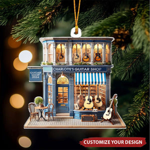 Guitar Shop - Personalized Acrylic Christmas Ornament - Gift For Guitar Shop Owner