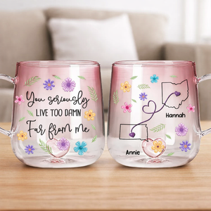 Wish You Lived Much Closer - Personalized Gradient Glass Mug - Long Distance Gift For Bestie, Sister, Family