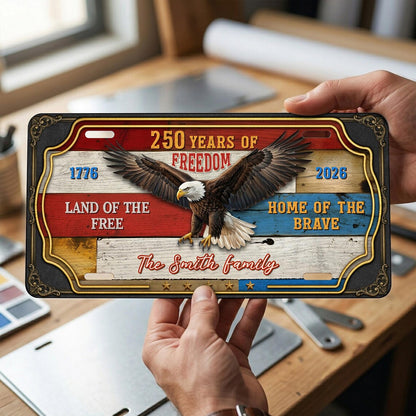 Personalized Patriotic Metal Metal Sign, 250th Anniversary 1776-2026, Eagle USA Flag Wall Art Decor