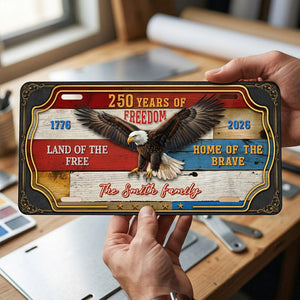 Personalized Patriotic Metal Metal Sign, 250th Anniversary 1776-2026, Eagle USA Flag Wall Art Decor